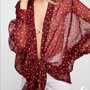 Free People Star Dazed Tie Front Kimono, One Size Fits Most